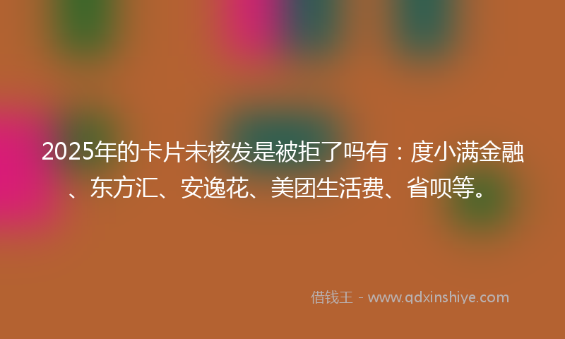 2025年的卡片未核发是被拒了吗有：度小满金融、东方汇、安逸花、美团生活费、省呗等。
