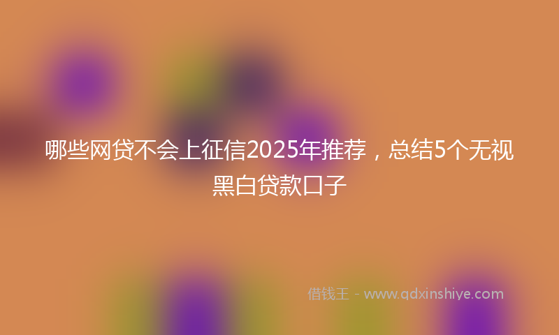 哪些网贷不会上征信2025年推荐，总结5个无视黑白贷款口子