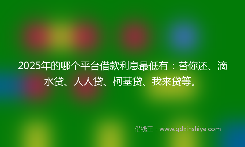 2025年的哪个平台借款利息最低有：替你还、滴水贷、人人贷、柯基贷、我来贷等。