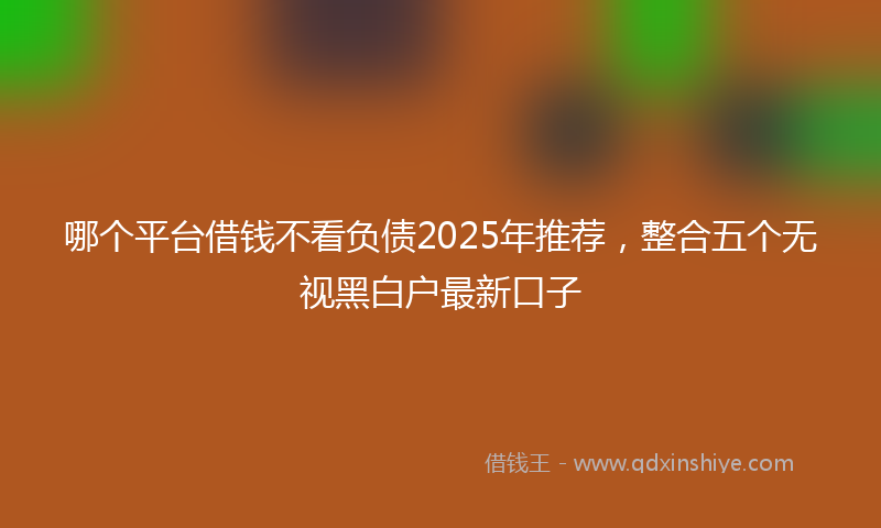 哪个平台借钱不看负债2025年推荐，整合五个无视黑白户最新口子
