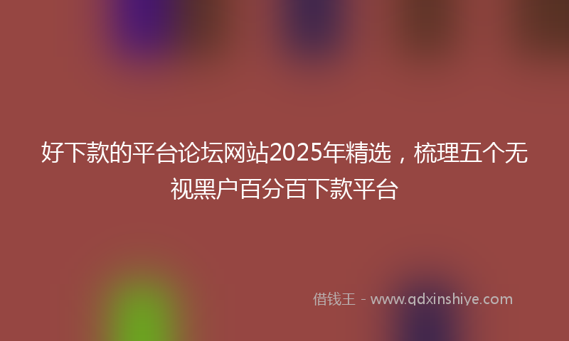好下款的平台论坛网站2025年精选，梳理五个无视黑户百分百下款平台