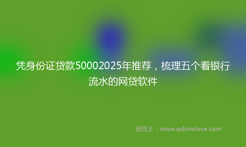 凭身份证贷款50002025年推荐，梳理五个看银行流水的网贷软件