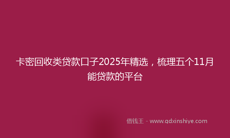 卡密回收类贷款口子2025年精选，梳理五个11月能贷款的平台