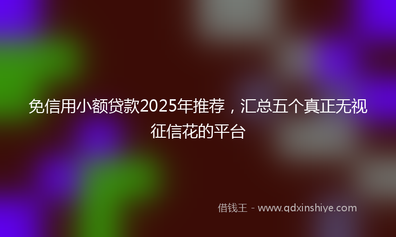 免信用小额贷款2025年推荐，汇总五个真正无视征信花的平台