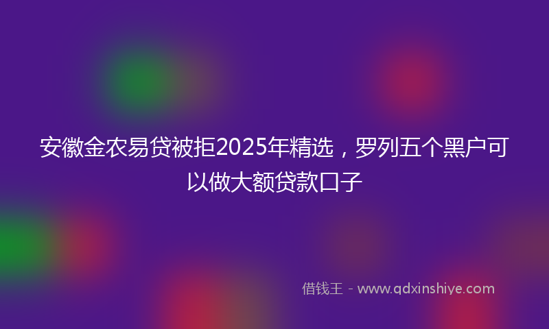 安徽金农易贷被拒2025年精选，罗列五个黑户可以做大额贷款口子