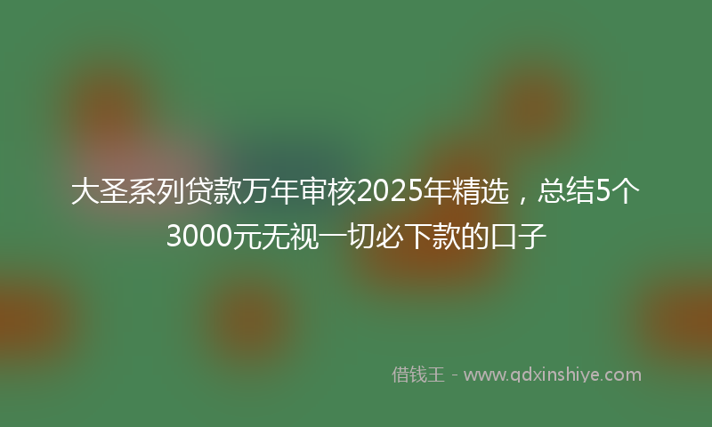 大圣系列贷款万年审核2025年精选，总结5个3000元无视一切必下款的口子