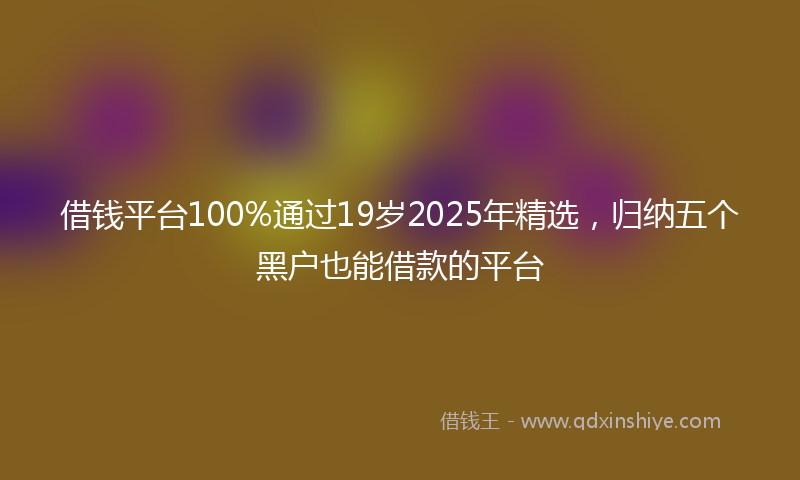 借钱平台100%通过19岁2025年精选，归纳五个黑户也能借款的平台