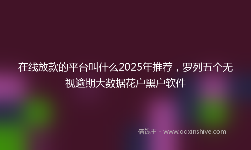 在线放款的平台叫什么2025年推荐，罗列五个无视逾期大数据花户黑户软件