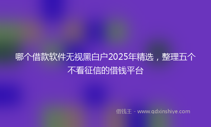 哪个借款软件无视黑白户2025年精选，整理五个不看征信的借钱平台