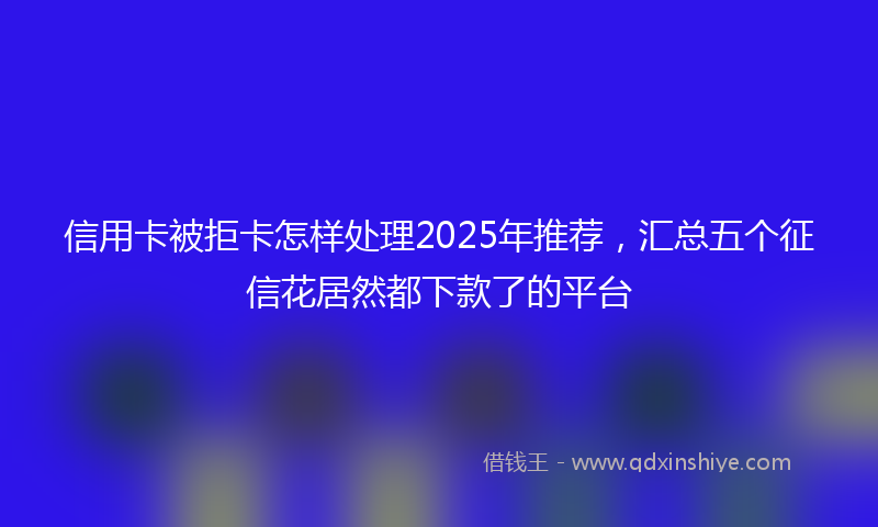 信用卡被拒卡怎样处理2025年推荐，汇总五个征信花居然都下款了的平台
