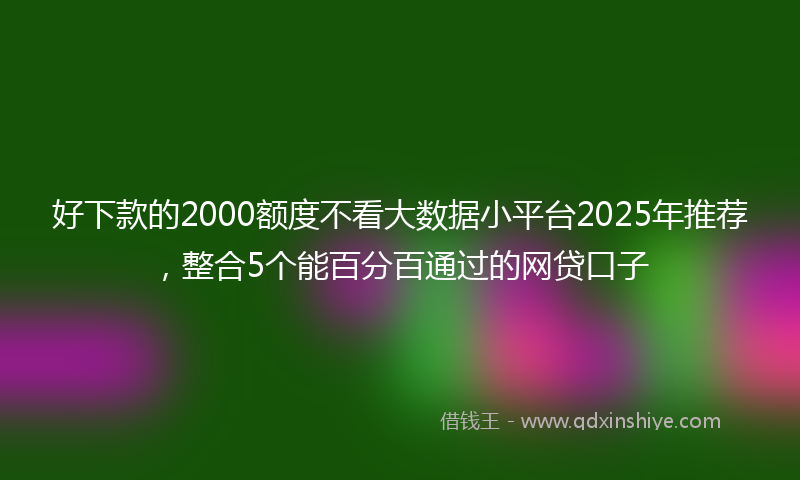 好下款的2000额度不看大数据小平台2025年推荐，整合5个能百分百通过的网贷口子