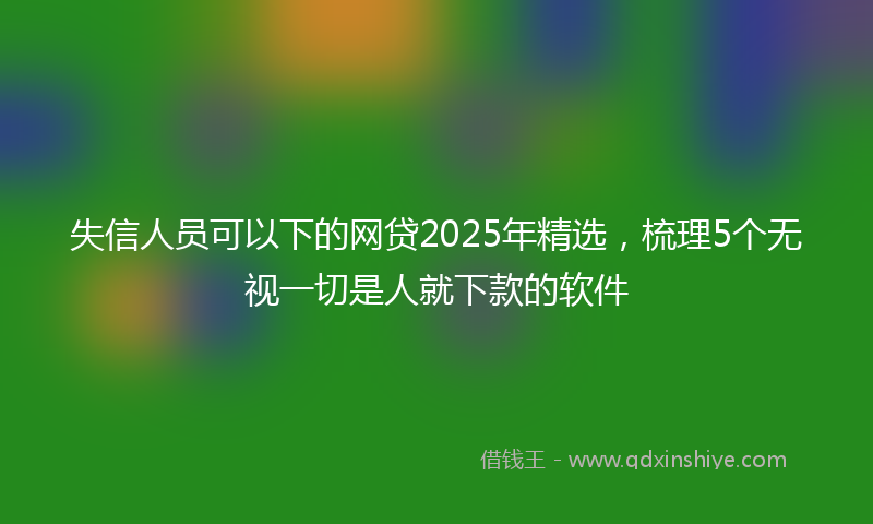 失信人员可以下的网贷2025年精选，梳理5个无视一切是人就下款的软件