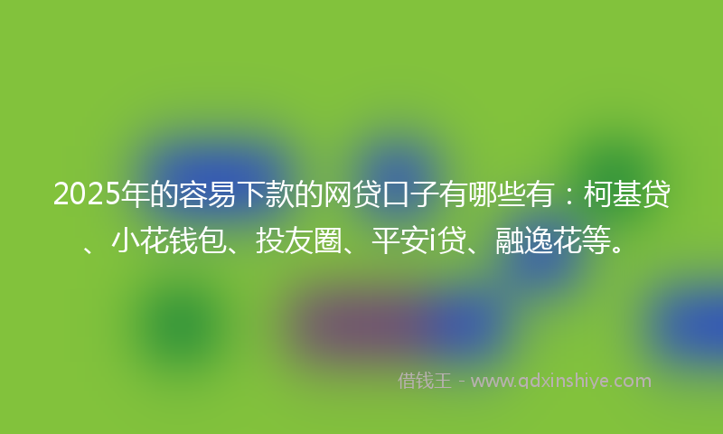 2025年的容易下款的网贷口子有哪些有：柯基贷、小花钱包、投友圈、平安i贷、融逸花等。