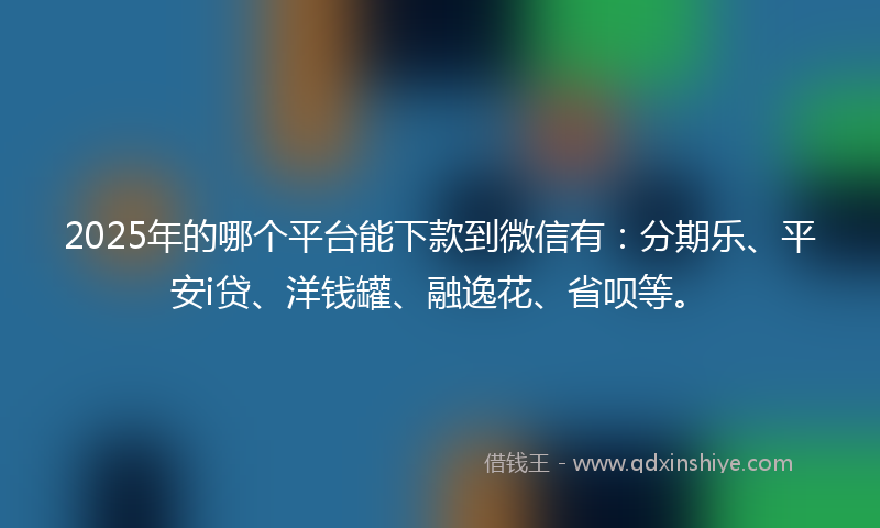 2025年的哪个平台能下款到微信有：分期乐、平安i贷、洋钱罐、融逸花、省呗等。
