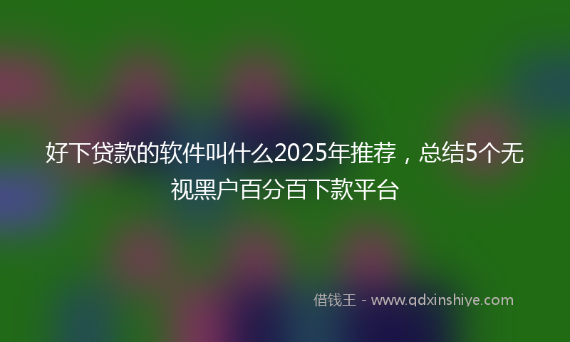 好下贷款的软件叫什么2025年推荐，总结5个无视黑户百分百下款平台
