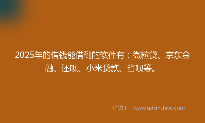 2025年的借钱能借到的软件有：微粒贷、京东金融、还呗、小米贷款、省呗等。
