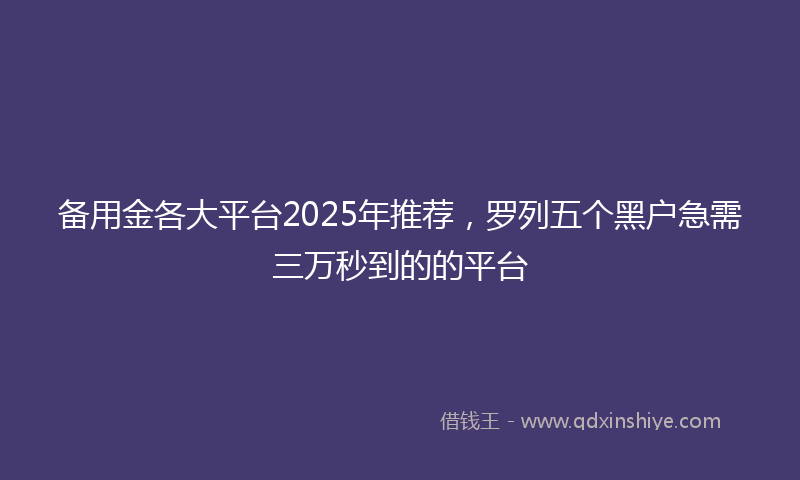 备用金各大平台2025年推荐，罗列五个黑户急需三万秒到的的平台