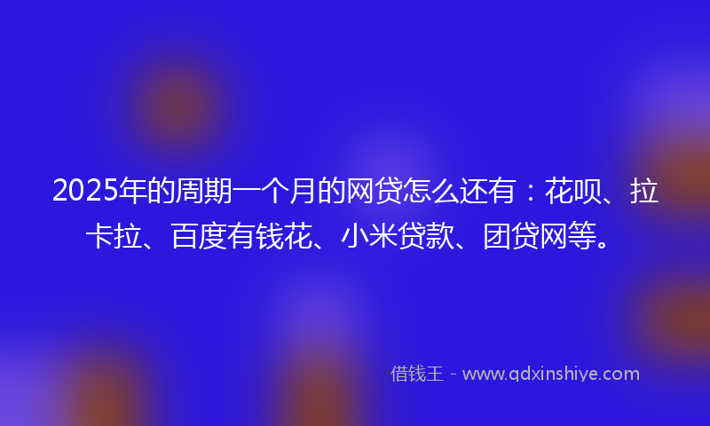 2025年的周期一个月的网贷怎么还有：花呗、拉卡拉、百度有钱花、小米贷款、团贷网等。