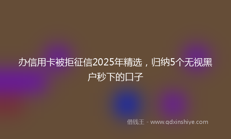 办信用卡被拒征信2025年精选，归纳5个无视黑户秒下的口子