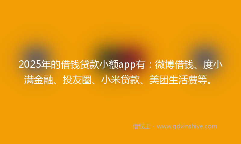2025年的借钱贷款小额app有：微博借钱、度小满金融、投友圈、小米贷款、美团生活费等。