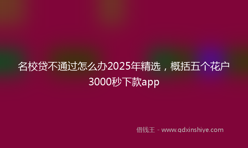 名校贷不通过怎么办2025年精选，概括五个花户3000秒下款app