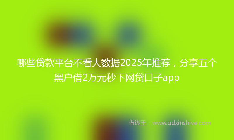 哪些贷款平台不看大数据2025年推荐，分享五个黑户借2万元秒下网贷口子app