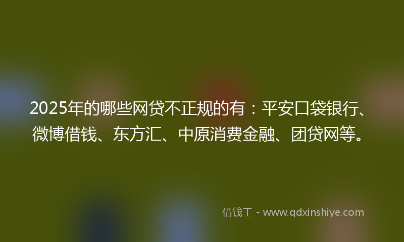2025年的哪些网贷不正规的有：平安口袋银行、微博借钱、东方汇、中原消费金融、团贷网等。