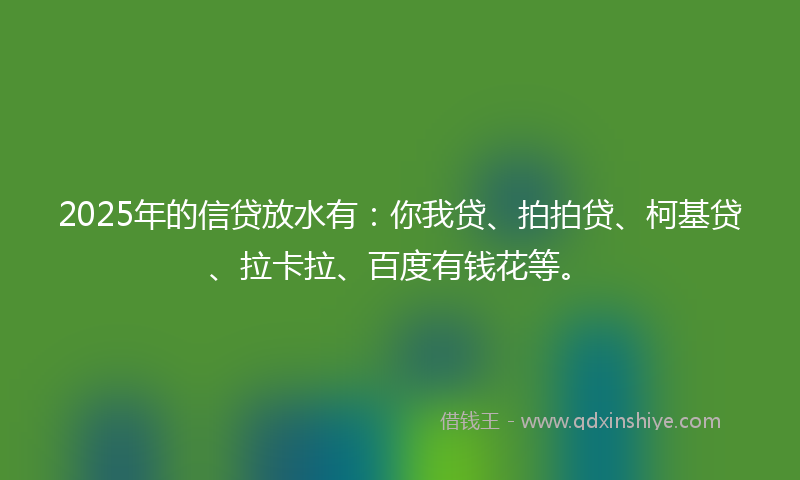 2025年的信贷放水有：你我贷、拍拍贷、柯基贷、拉卡拉、百度有钱花等。