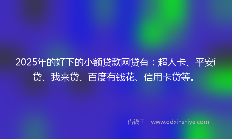 2025年的好下的小额贷款网贷有：超人卡、平安i贷、我来贷、百度有钱花、信用卡贷等。