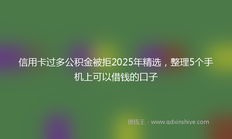 信用卡过多公积金被拒2025年精选，整理5个手机上可以借钱的口子