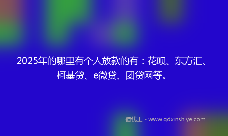 2025年的哪里有个人放款的有：花呗、东方汇、柯基贷、e微贷、团贷网等。