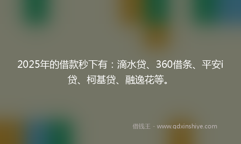 2025年的借款秒下有：滴水贷、360借条、平安i贷、柯基贷、融逸花等。