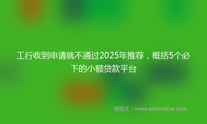工行收到申请就不通过2025年推荐，概括5个必下的小额贷款平台