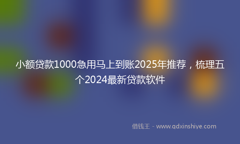 小额贷款1000急用马上到账2025年推荐，梳理五个2024最新贷款软件