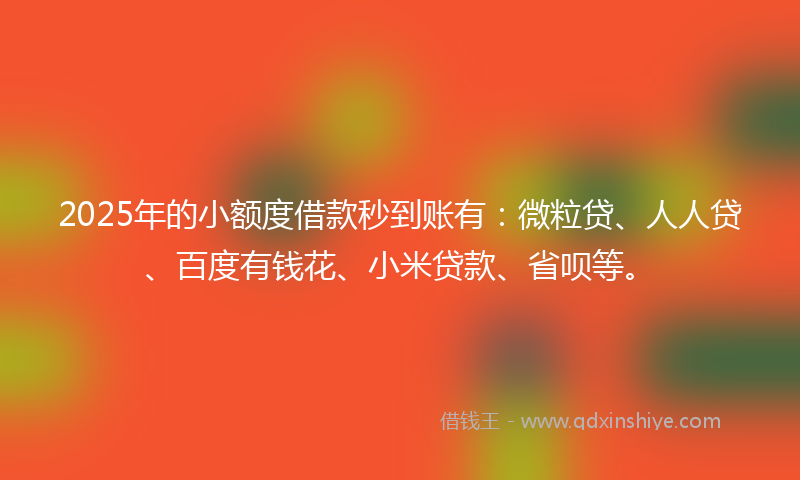 2025年的小额度借款秒到账有：微粒贷、人人贷、百度有钱花、小米贷款、省呗等。