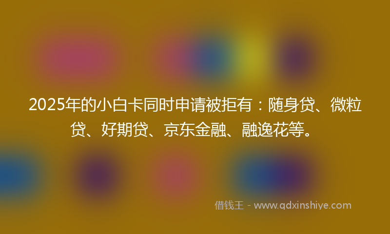2025年的小白卡同时申请被拒有：随身贷、微粒贷、好期贷、京东金融、融逸花等。