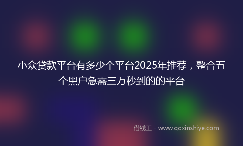 小众贷款平台有多少个平台2025年推荐，整合五个黑户急需三万秒到的的平台
