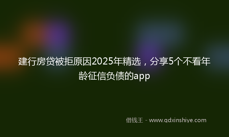 建行房贷被拒原因2025年精选，分享5个不看年龄征信负债的app