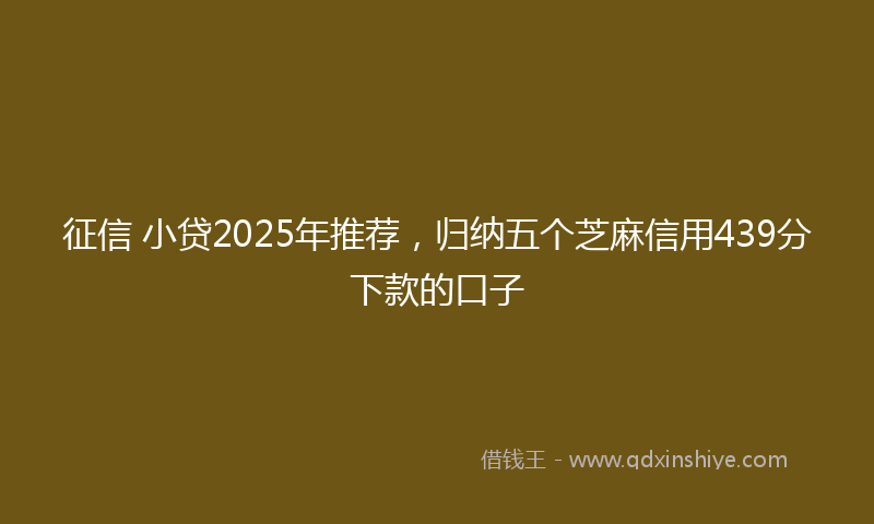 征信 小贷2025年推荐，归纳五个芝麻信用439分下款的口子