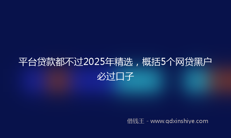 平台贷款都不过2025年精选，概括5个网贷黑户必过口子