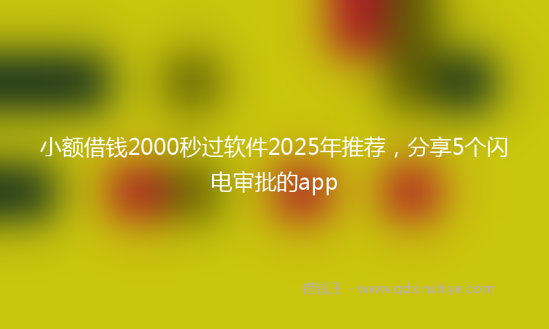 小额借钱2000秒过软件2025年推荐，分享5个闪电审批的app