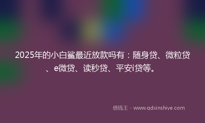 2025年的小白鲨最近放款吗有：随身贷、微粒贷、e微贷、读秒贷、平安i贷等。