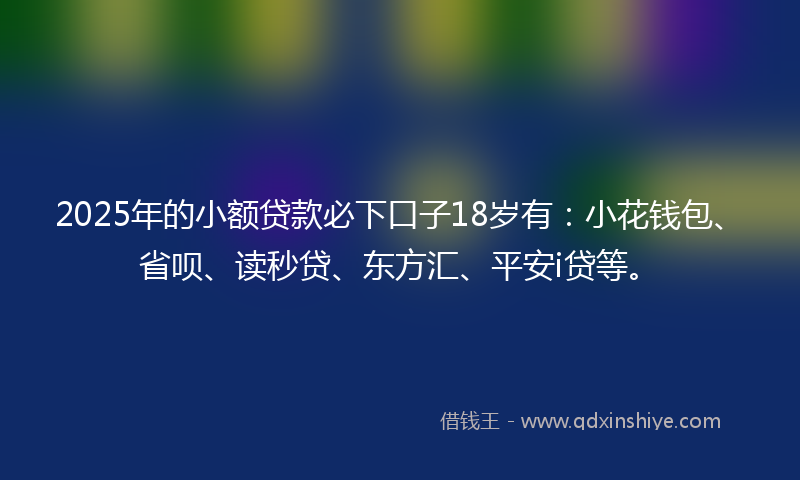 2025年的小额贷款必下口子18岁有：小花钱包、省呗、读秒贷、东方汇、平安i贷等。