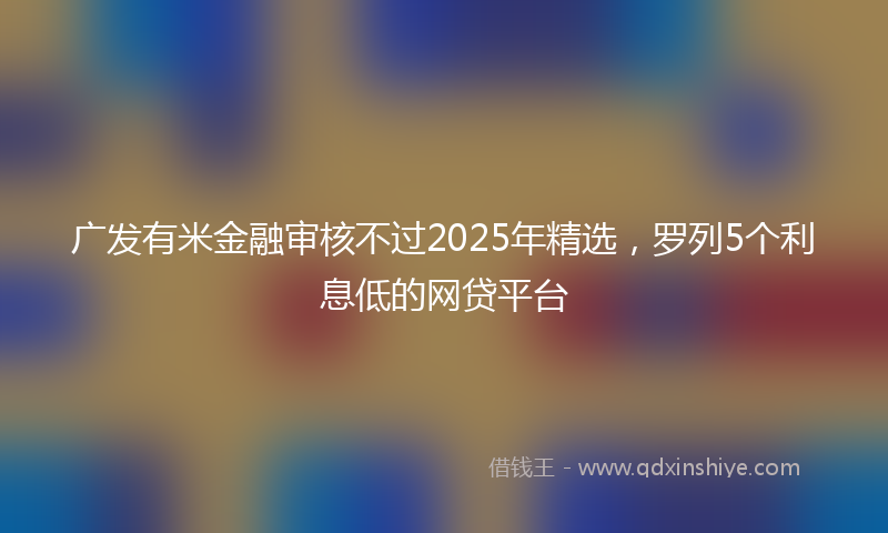 广发有米金融审核不过2025年精选，罗列5个利息低的网贷平台