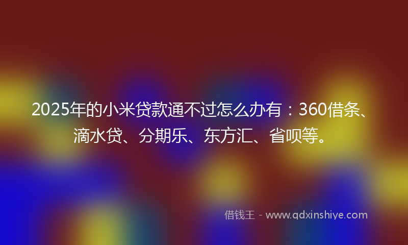 2025年的小米贷款通不过怎么办有：360借条、滴水贷、分期乐、东方汇、省呗等。