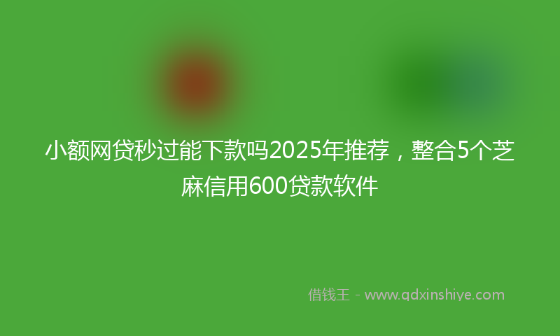 小额网贷秒过能下款吗2025年推荐，整合5个芝麻信用600贷款软件