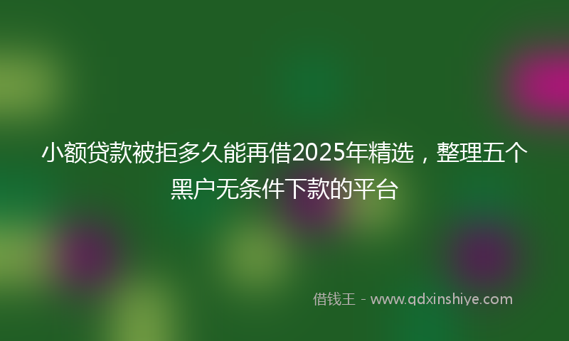 小额贷款被拒多久能再借2025年精选，整理五个黑户无条件下款的平台