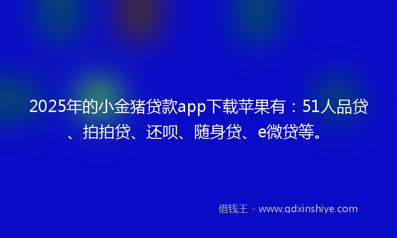 2025年的小金猪贷款app下载苹果有：51人品贷、拍拍贷、还呗、随身贷、e微贷等。
