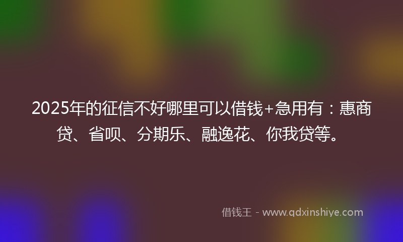 2025年的征信不好哪里可以借钱+急用有：惠商贷、省呗、分期乐、融逸花、你我贷等。