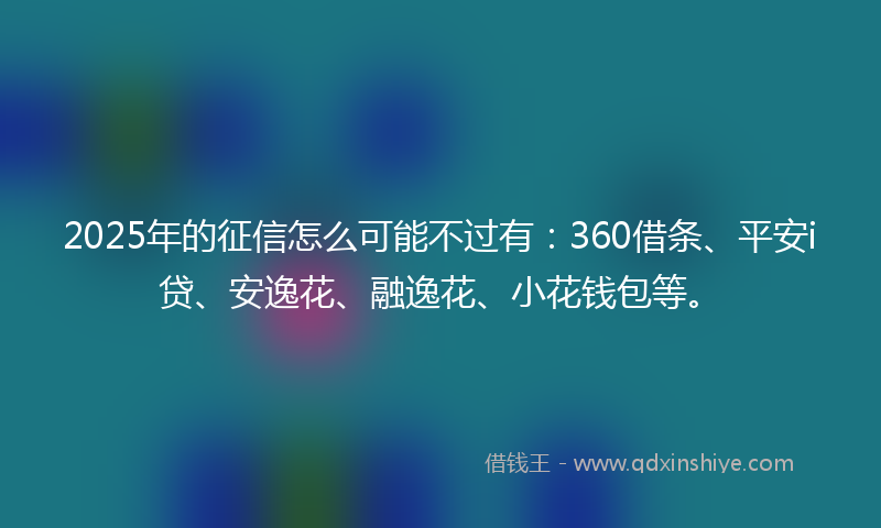 2025年的征信怎么可能不过有：360借条、平安i贷、安逸花、融逸花、小花钱包等。
